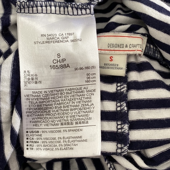 GAP navy blue white stripe dress convertible maxi skirt roll down bandeau - Picture 2 of 3